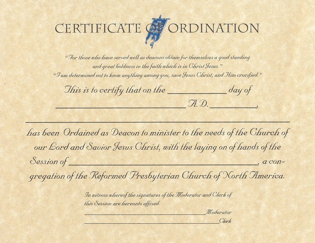 Deacon Ordination Certificate